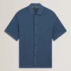 CONNYR Textured Knit Button-Through Polo Shirt