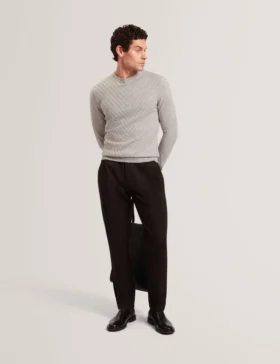 CORBIN Chevron Texture Knit Crew Neck Sweater