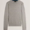 CORBIN Chevron Texture Knit Crew Neck Sweater