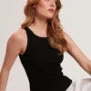 CREW NECK TANK TOP WITH RIB Black
