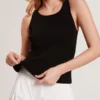 CREW NECK TANK TOP WITH RIB Black