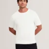 CURRAN Rolled Edge Linen Blend Knit T-Shirt