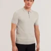 DALDIN Zip Collar Stretch Knit Polo Shirt