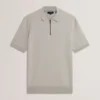 DALDIN Zip Collar Stretch Knit Polo Shirt
