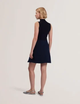 DANDIAA Sleeveless High Neck 2-in-1 Mini Dress