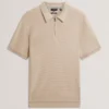DECKERS Ottoman Ribbed Knit Zip Neck Polo