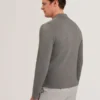 DEJO Herringbone Wool Blend Zip Up Cardigan