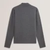 DEJO Herringbone Wool Blend Zip Up Cardigan