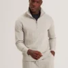 DOUGLES Cable Texture Zip-Neck Sweatshirt