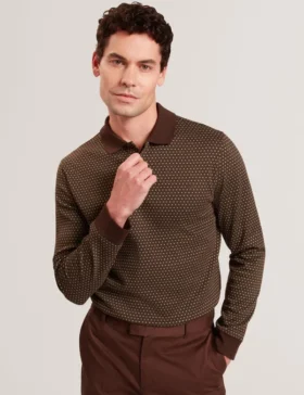 DURAND Long Sleeve Geo Jacquard Polo