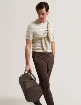 EBRG Striped Linen Blend Knitted T-Shirt