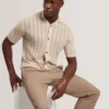 EDIO Stitched Stripe Knit Button-Through Polo
