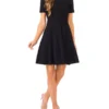 ELLA Short Sleeve Ribbon Stitch Mini Dress