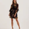 ELSTER Printed Chiffon Mini Dress With Tie Waist
