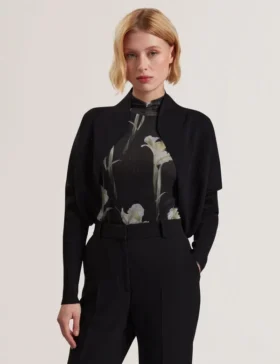 ERHAN Ribbed Knit Cropped Bolero Cardigan