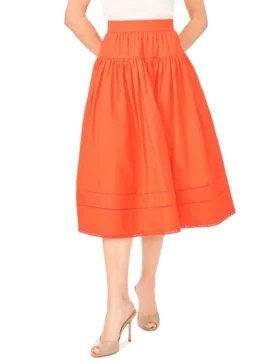 ERIN Picot Trim Cotton Full Midi Skirt