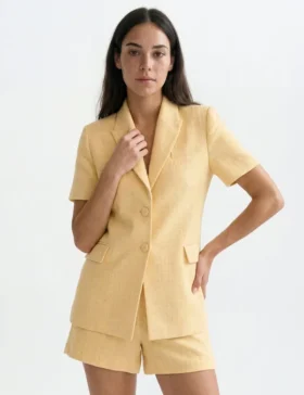 EUGENIA Tailored Short Sleeve Woven Blazer