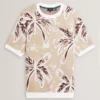 EZRRA Leaf Print Knitted Crew Neck T-Shirt