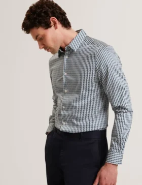 FIRDAWI Slim Geo Striped Long Sleeve Shirt