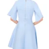 FLARE SHORT SLEEVE CREW NECK MINI DRESS Pl-Blue