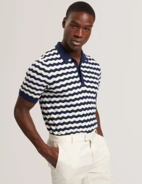 FROOBIE Wavy Stripe Merino Wool Blend Polo
