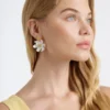 FULVA Furled Flower Enamel Drop Earrings