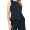 GIA Sleeveless Denim Button-Up Top