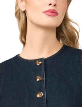 GIA Sleeveless Denim Button-Up Top