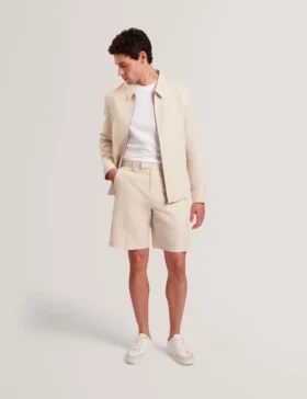 GIVRAN Slim Fit Linen Blend Tailored Shorts