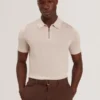 GIVRANS Silk Blend Knit Zip Neck Polo