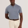 GIVRANS Silk Blend Knit Zip Neck Polo