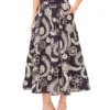 GUINEVERE Raised Embroidery Cotton Midi Skirt