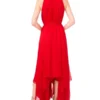 HALTER NECK HANKERCHIEF HEM MIDI DRESS Red