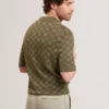HELME Geometric Open Knit Short Sleeve Polo