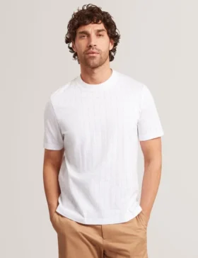 HEMINWY Jacquard Textured Grid Cotton T-Shirt