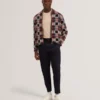 HENREIN Pure Cotton Patchwork Knit Zip Jacket