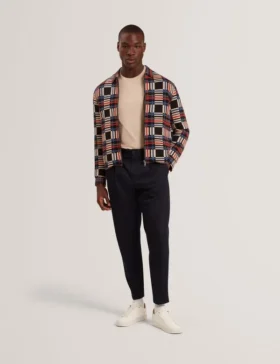 HENREIN Pure Cotton Patchwork Knit Zip Jacket