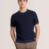 HERRINGBONE SWEATER Herringbone Knit Short Sleeve Top