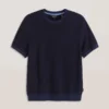 HERRINGBONE SWEATER Herringbone Knit Short Sleeve Top