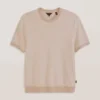 HERRINGBONE SWEATER Herringbone Knit Short Sleeve Top