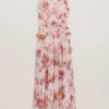 HISAKO Blurred Floral Print Midi Dress