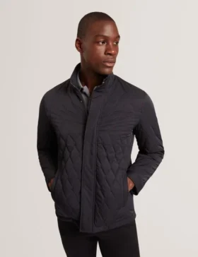 HOLLBEC Diamond Quilted Zip Field Coat