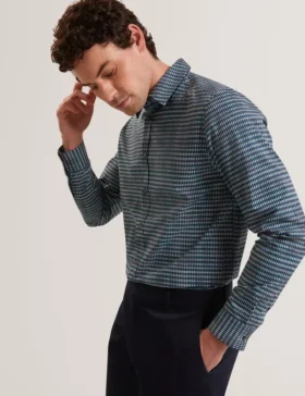 HUAYNA Blurred Check Cotton Long Sleeve Shirt
