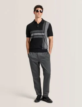 INTARSIA SWEATER POLO Black Beauty