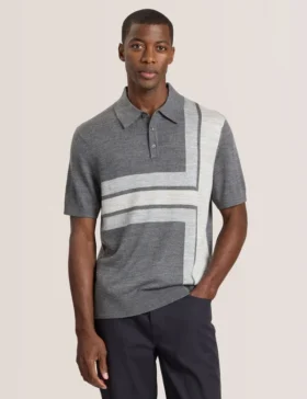 INTARSIA SWEATER POLO Castlerock Heather