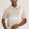 INTARSIA SWEATER POLO LT-Camel Heather