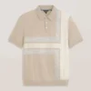INTARSIA SWEATER POLO LT-Camel Heather