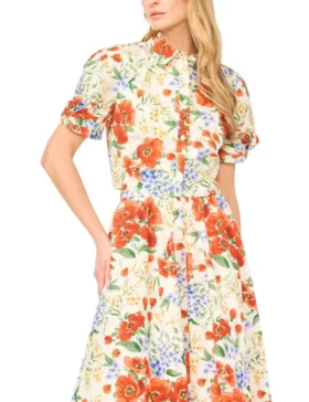 ISADORA Floral Twist Sleeve Cropped Shirt