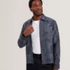 IWOJAN Mixed Weave Stripe Zip-Through Overshirt