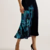 IZMIR Satin Floral Midi Skirt